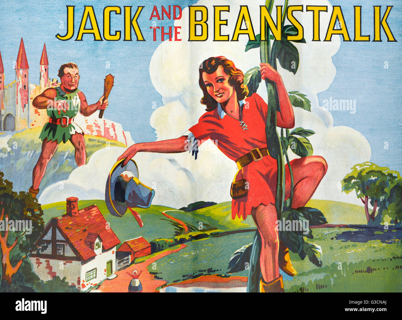 Pour l'affiche de Jack et le haricot magique, la publicité d'une pantomime. Date : vers 1930 Banque D'Images