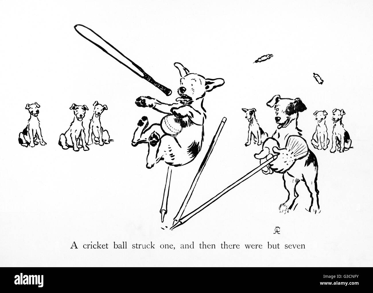 Illustration par Cecil Aldin, dix petits chiens de chiots Banque D'Images