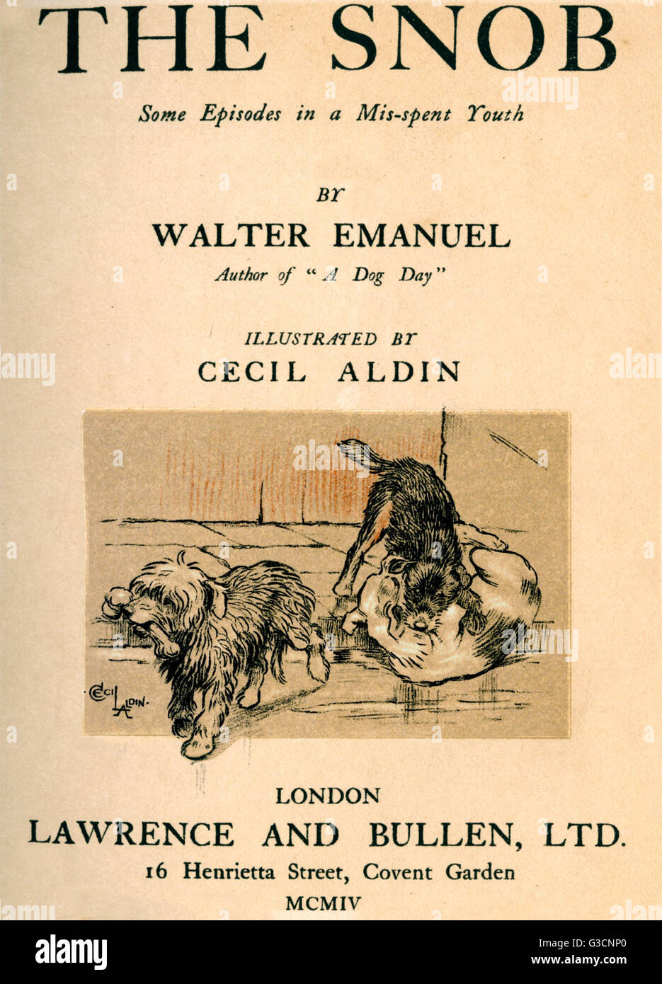 Illustration de la page de titre par Cecil Aldin, le snob Banque D'Images