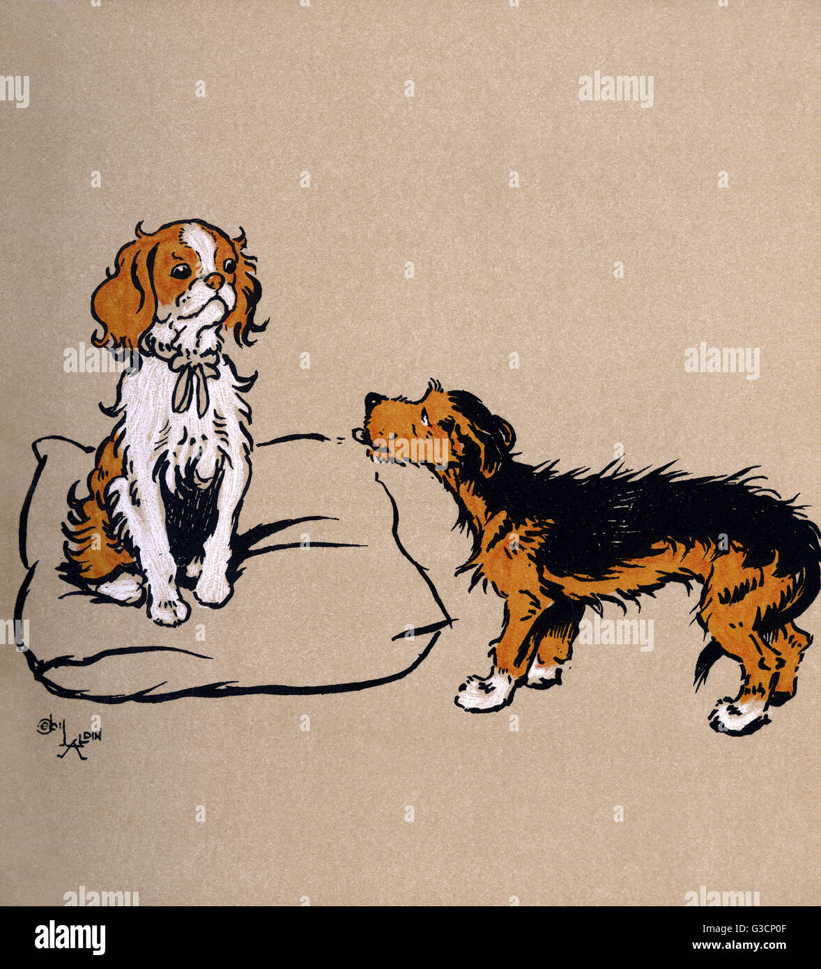 Illustration par Cecil Aldin, le livre de chiots Mongrel Banque D'Images