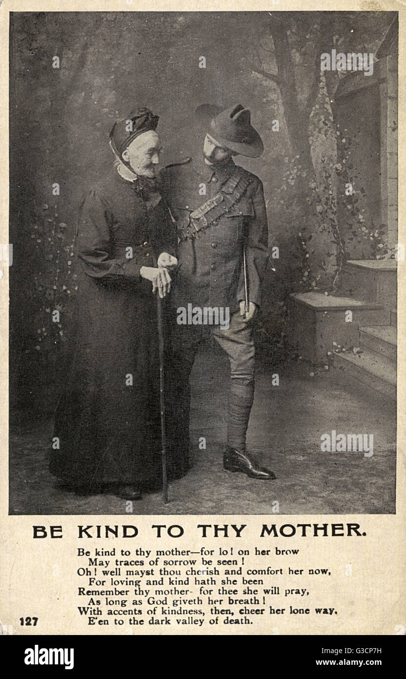 Soldat britannique et sa mère - uniforme de guerre de Boer Banque D'Images