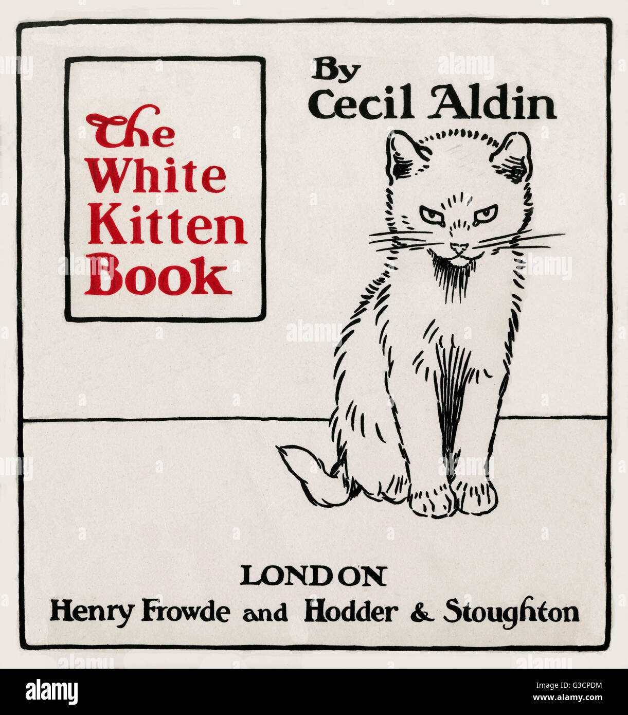 Conception de la page de titre par Cecil Aldin, The White Kitten Book Banque D'Images