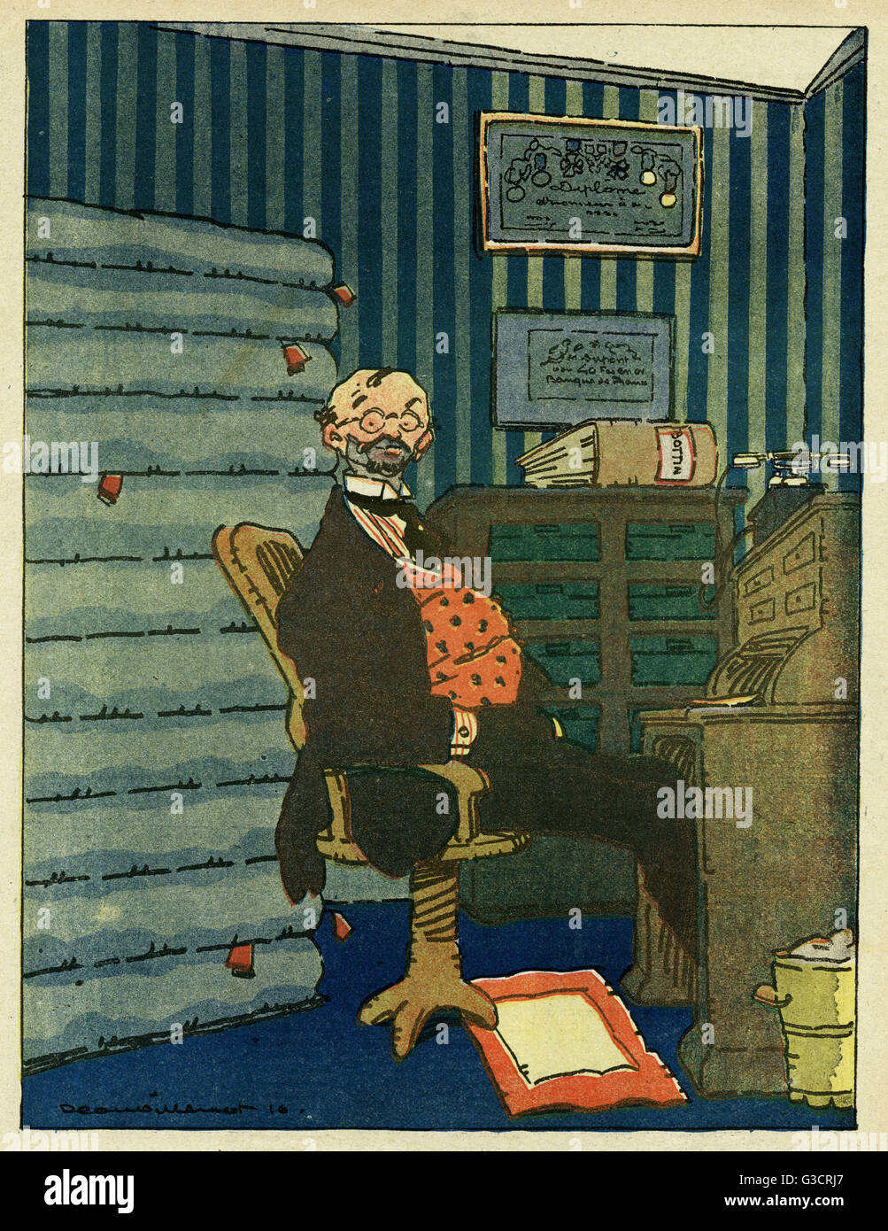 Caricature, en difficulté, WW1 Banque D'Images