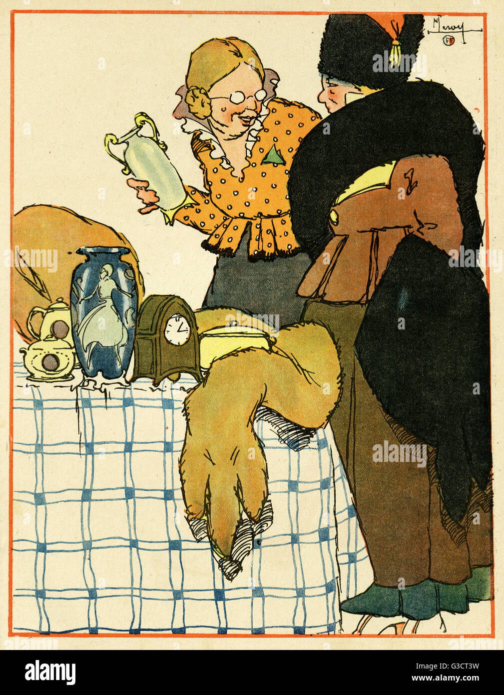 Caricature, femmes allemandes à Noël, WW1 Banque D'Images