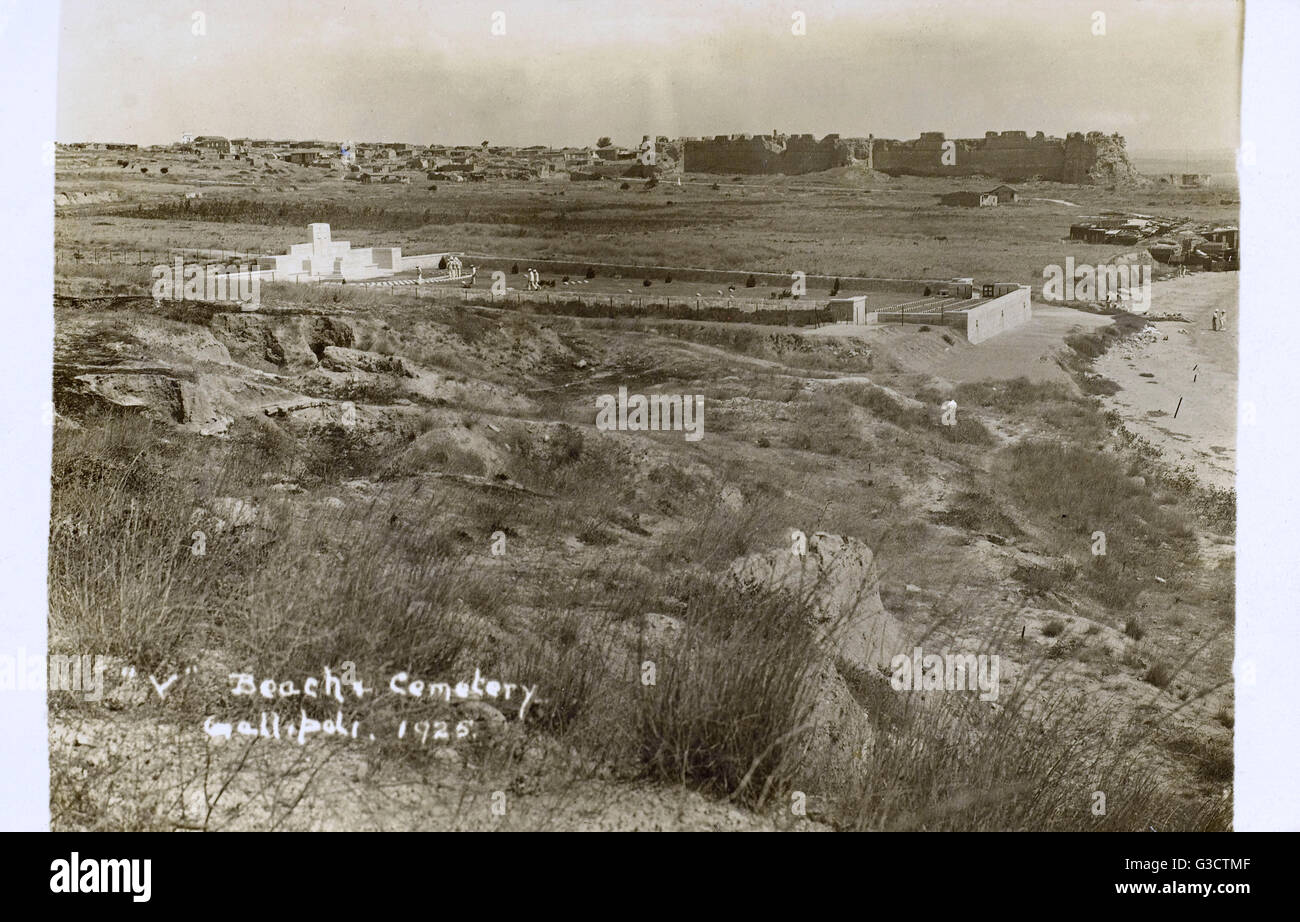 V Beach Cemetery - près du Cap Helles, Gallipoli, Turquie Banque D'Images