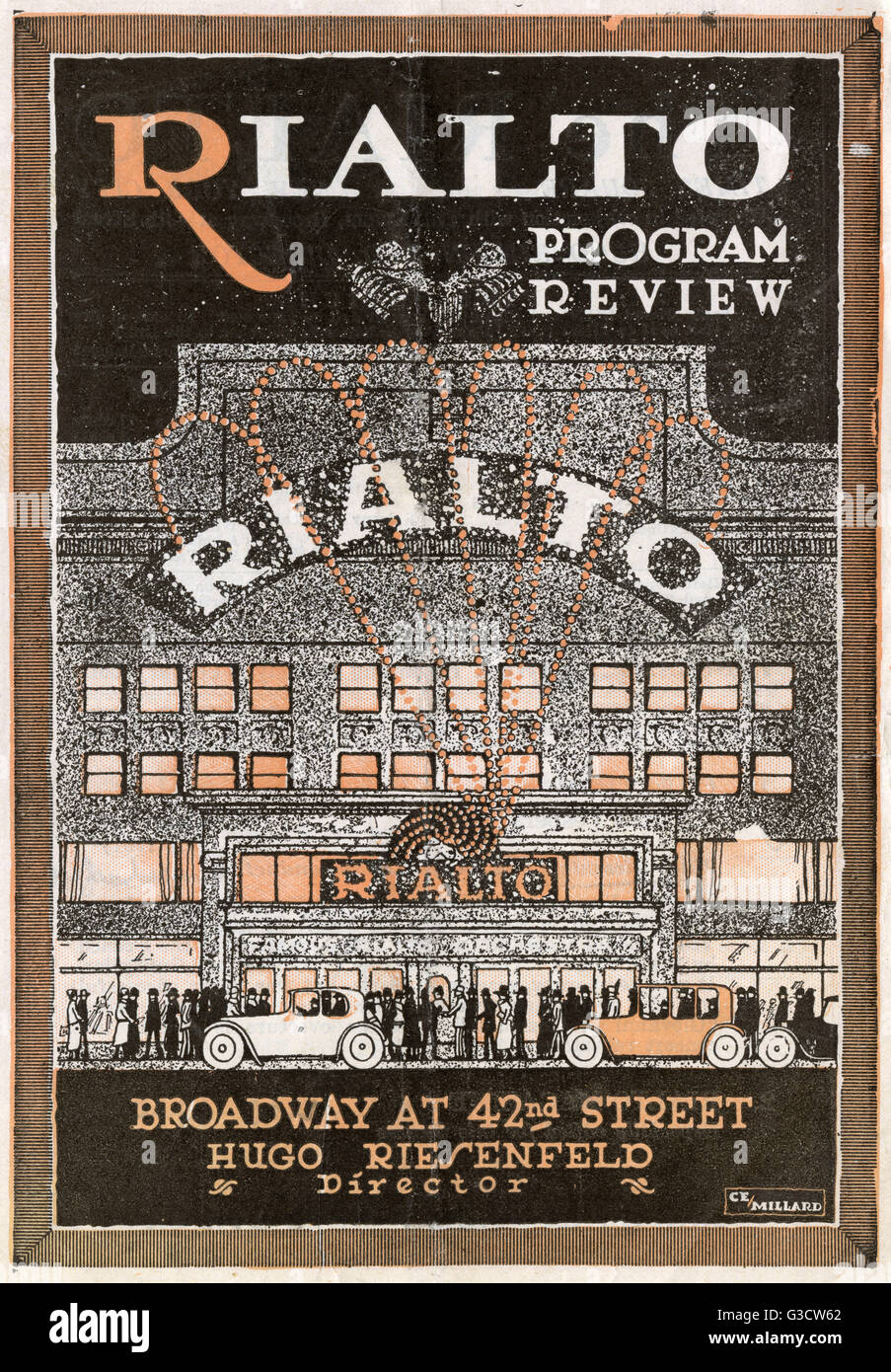 La couverture du programme pour le théâtre du Rialto, à l'angle de Broadway et de la 42e Rue, New York, USA, Directeur Hugo Riesenfeld, février 1922. Le programme comprenait l'ouverture de Verdi's Vêpres siciliennes, un Pierrot Dance par Marjorie Peterson, a Paramount Photo intitulé L Banque D'Images