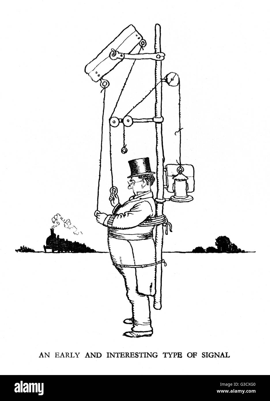 Illustration de vignette, chemin de fer Ribaldry par W Heath Robinson Banque D'Images