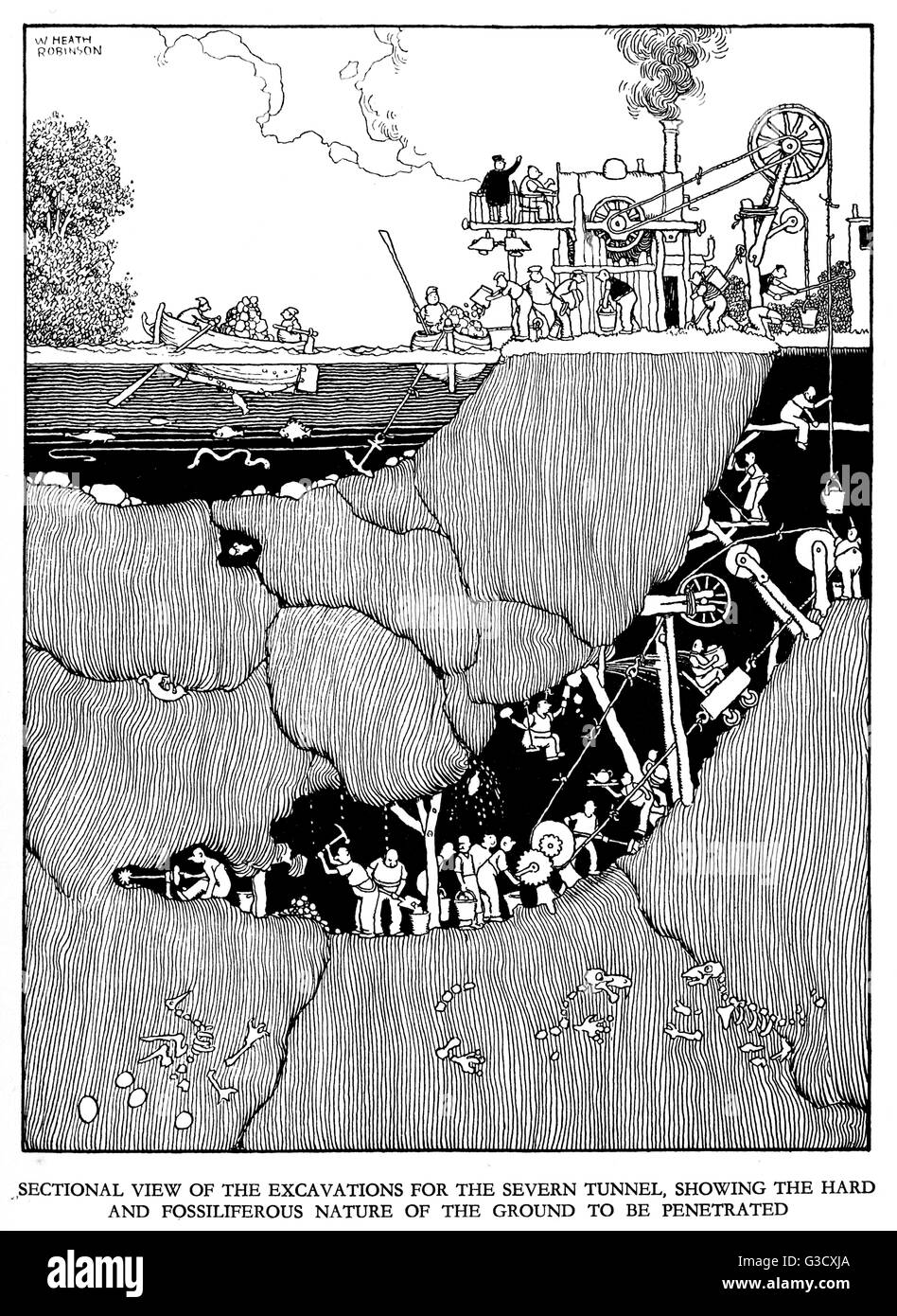 Illustration, chemin de fer Ribaldry par W Heath Robinson Banque D'Images