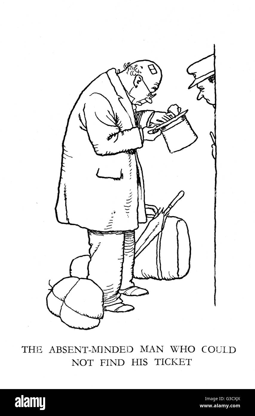 Illustration de vignette, chemin de fer Ribaldry par W Heath Robinson Banque D'Images