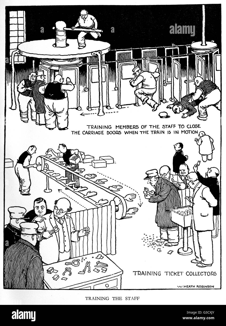 Illustration, chemin de fer Ribaldry par W Heath Robinson Banque D'Images