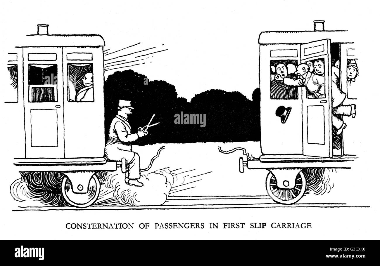 Illustration de vignette, chemin de fer Ribaldry par W Heath Robinson Banque D'Images