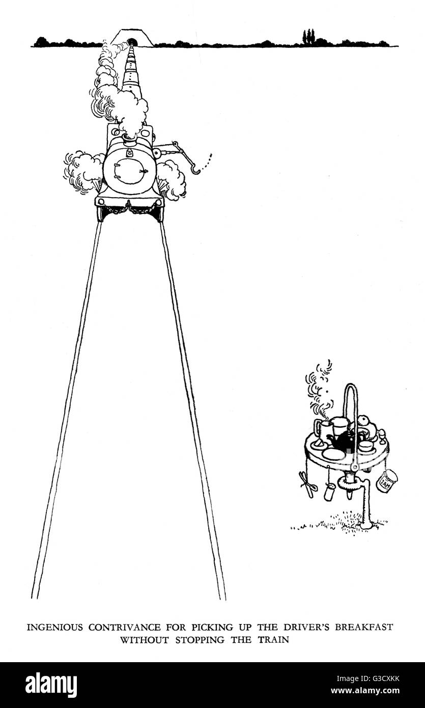 Illustration de vignette, chemin de fer Ribaldry par W Heath Robinson Banque D'Images