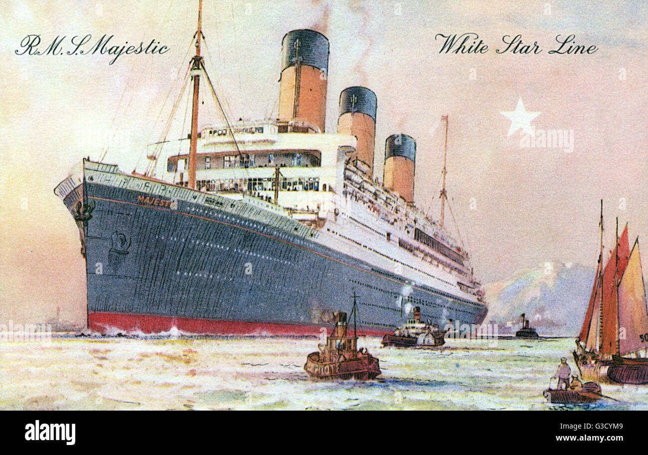 RMS Olympic - paquebot de la White Star Line - alors le plus gros paquebot du monde. Date : vers 1920 Banque D'Images