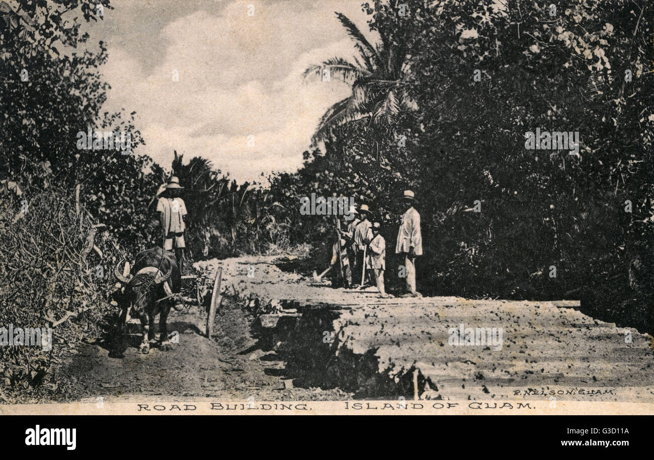 Construction de routes sur Guam, Pacifique occidental Banque D'Images