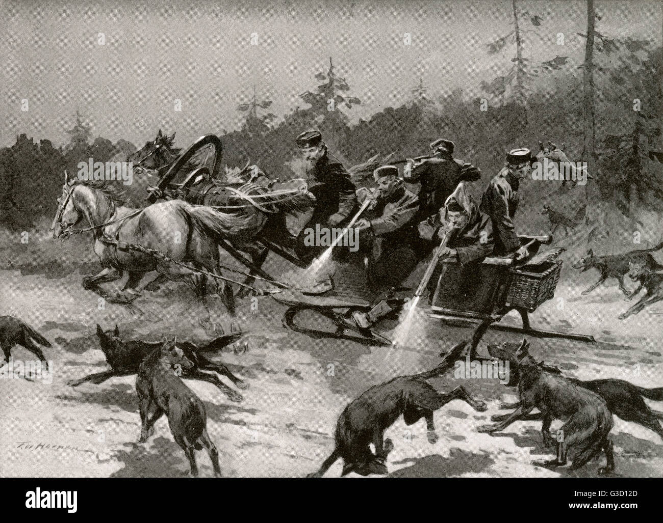 Une chasse au loup - Russie Banque D'Images