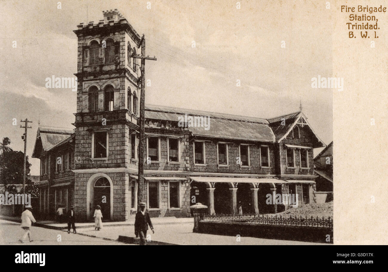 Fire Brigade, Port of Spain, Trinité, Antilles. Date : vers 1910 Banque D'Images