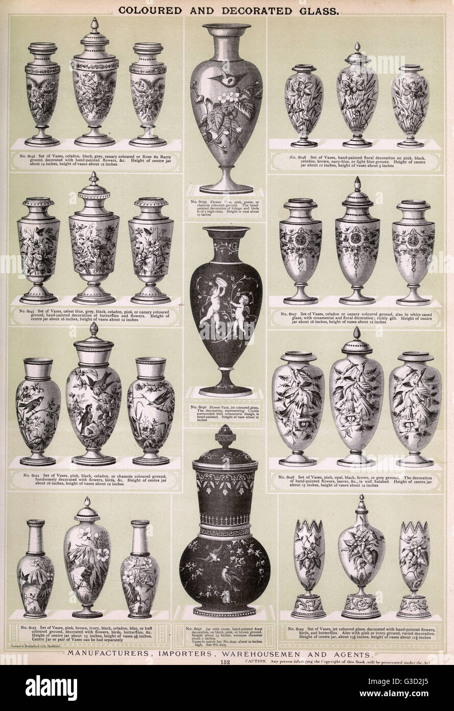 Verre coloré et décoré, planche 152 Banque D'Images