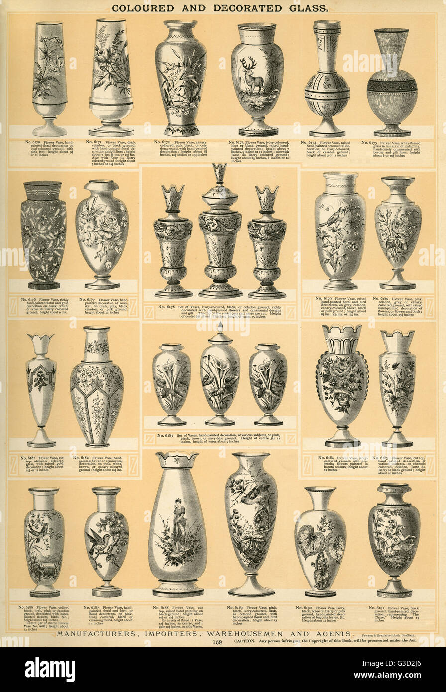 Verre coloré et décoré, planche 159 Banque D'Images