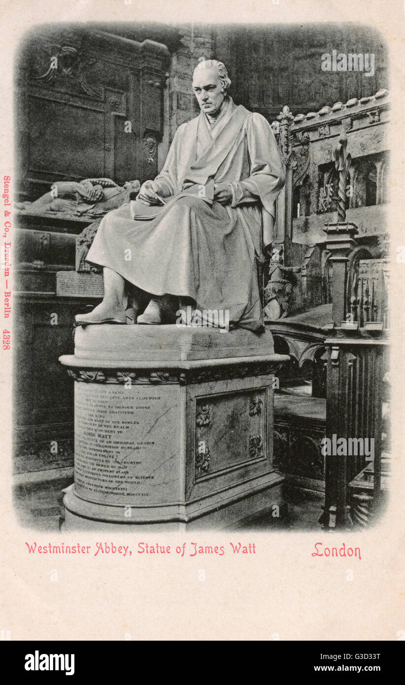 Statue de James Watt, Abbaye de Westminster, Londres Banque D'Images