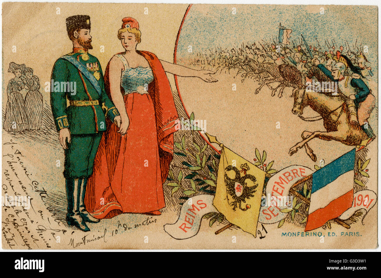 Grandes manœuvres militaires françaises en présence du tsar Nicholas Banque D'Images