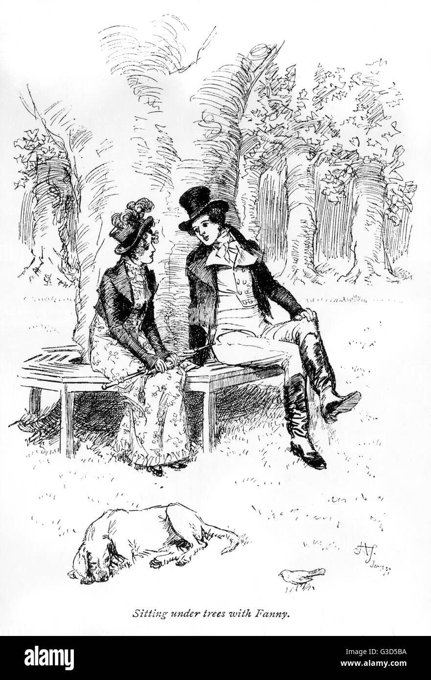 Fanny Price et M. Bertram assis sous les arbres. Date : Première publication : 1814 Banque D'Images