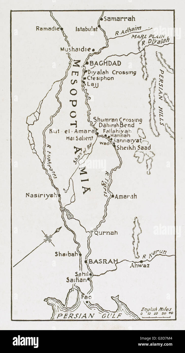 La PREMIÈRE GUERRE MONDIALE - Site de la campagne mésopotamienne de la Force expéditionnaire mésopotamienne (MEF) En vedette sur le verso d'un carte de Vœux des Forces canadiennes - Noël 1917. Date : 1917 Banque D'Images