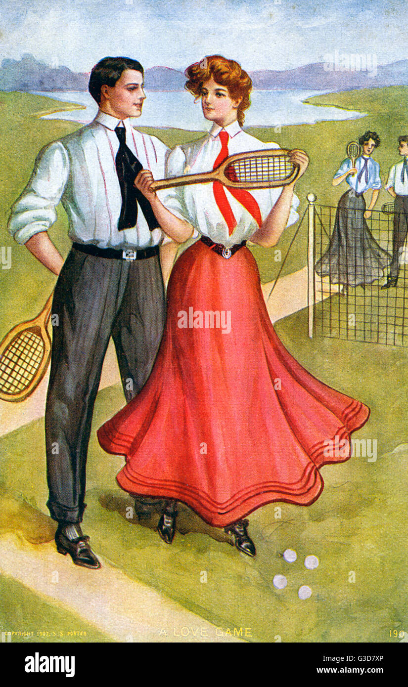 Deux couples américains prendre à la cour une 'Amour' ! Date : 1907 Banque D'Images