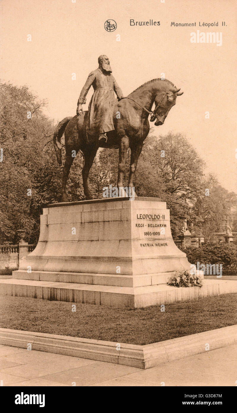 Statue du Roi Léopold II - Bruxelles, Belgique Banque D'Images