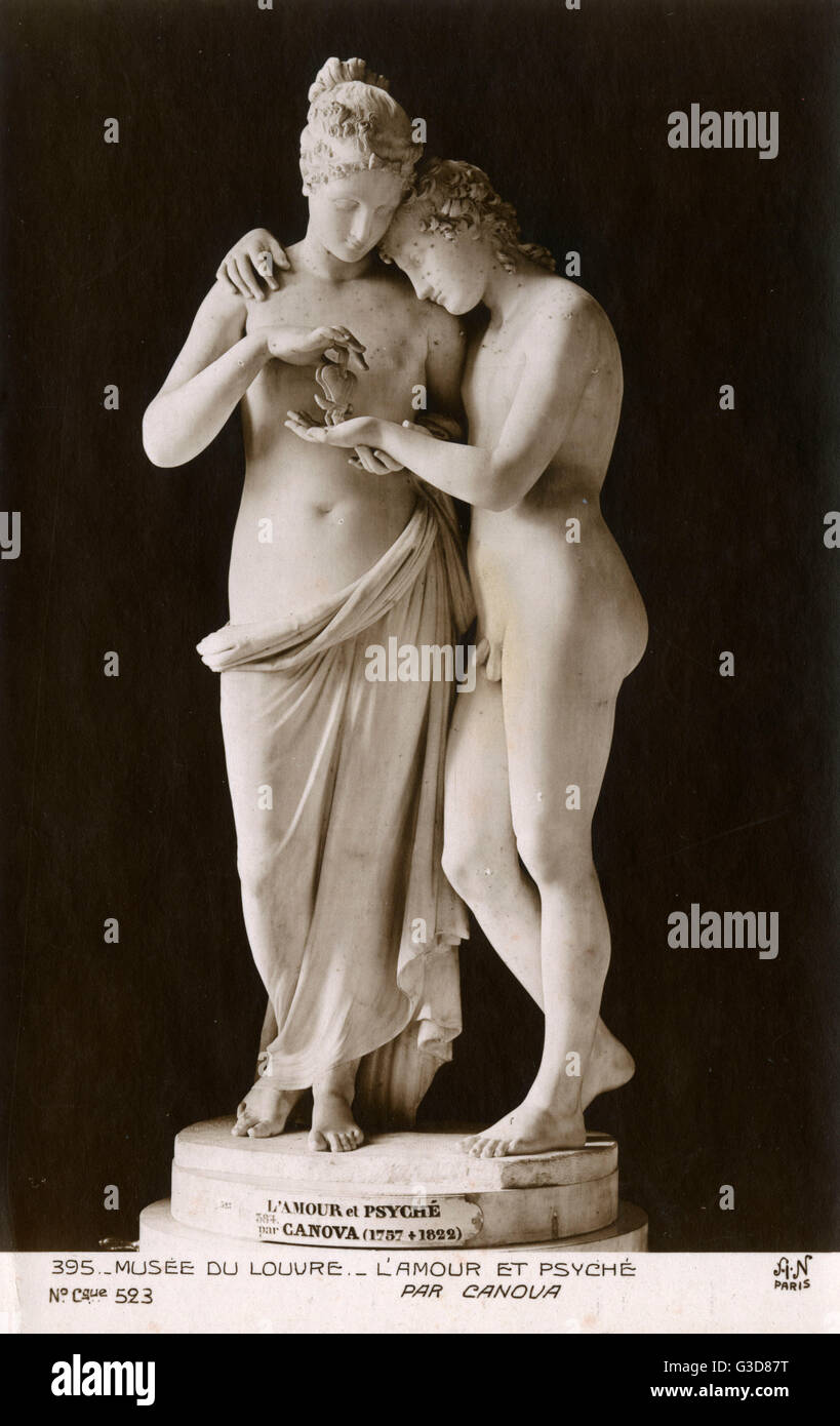 Cupidon et psyché, sculpture, Antonio Canova, Louvre, Paris Banque D'Images