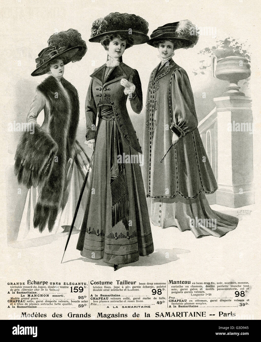 Publicité pour la Samaritaine vêtements pour femmes 1908 Photo Stock - Alamy