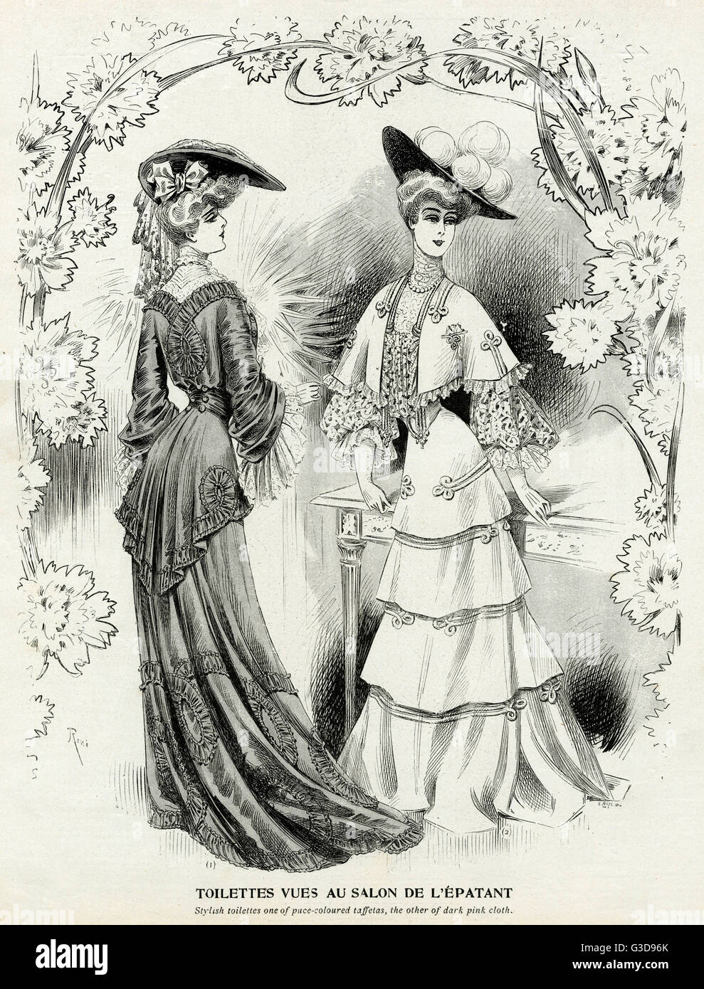 Femmes édouardiennes portant une jupe en forme de cloche 1904 Banque D'Images