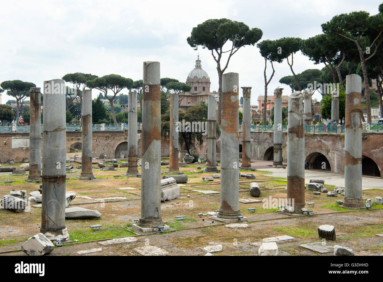 Italien, Rom, Trajansforum, Säulen der Basilique Ulpia Banque D'Images