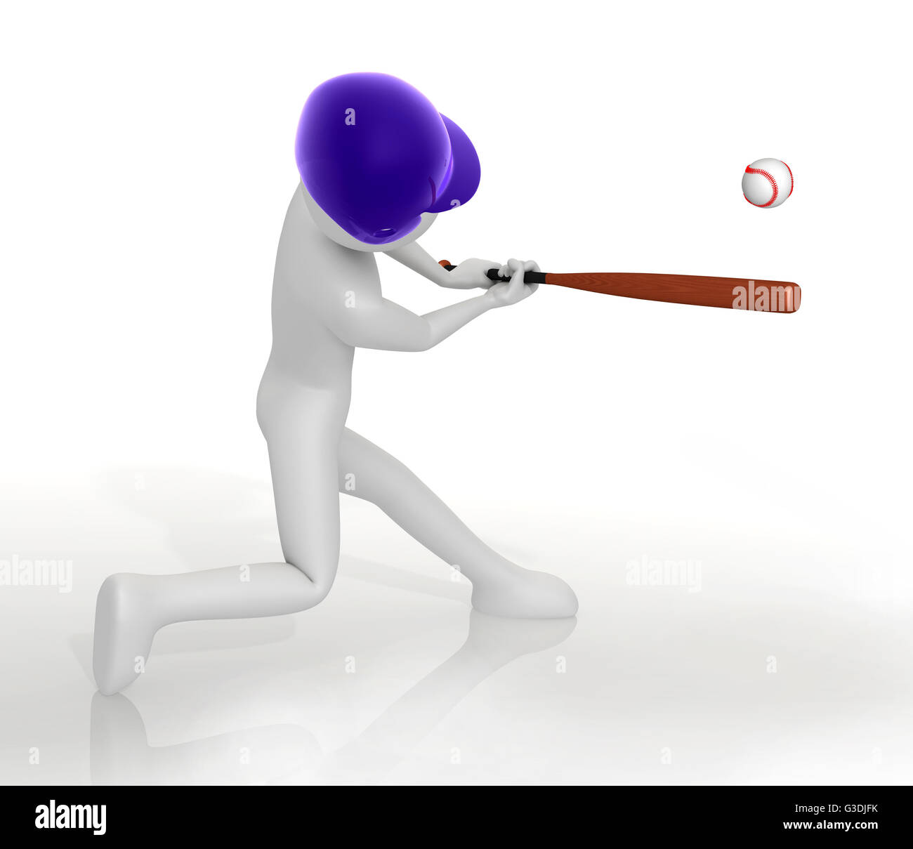 Baseball player swinging bat - 3d illustration Banque D'Images