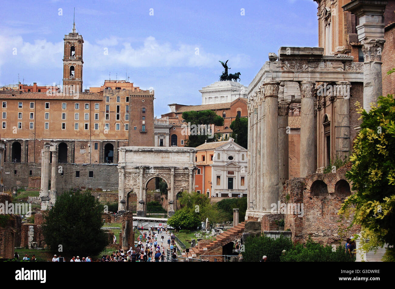 Forum Romanum ruines antiques, Rome, Italie Banque D'Images