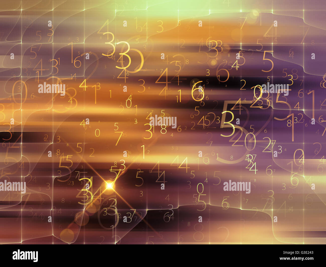 Les numéros de série de brouillard. Composition des chiffres et des lumières sur le sujet des mathématiques, des sciences, de la technologie et de l'éducation Banque D'Images