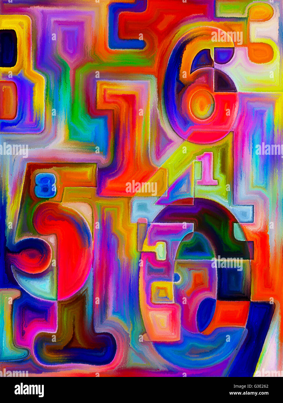 Série Peinture décimal. Composition de chiffres décimaux peint approprié comme une toile de fond pour les projets sur les mathématiques, de la science et de l'educati Banque D'Images