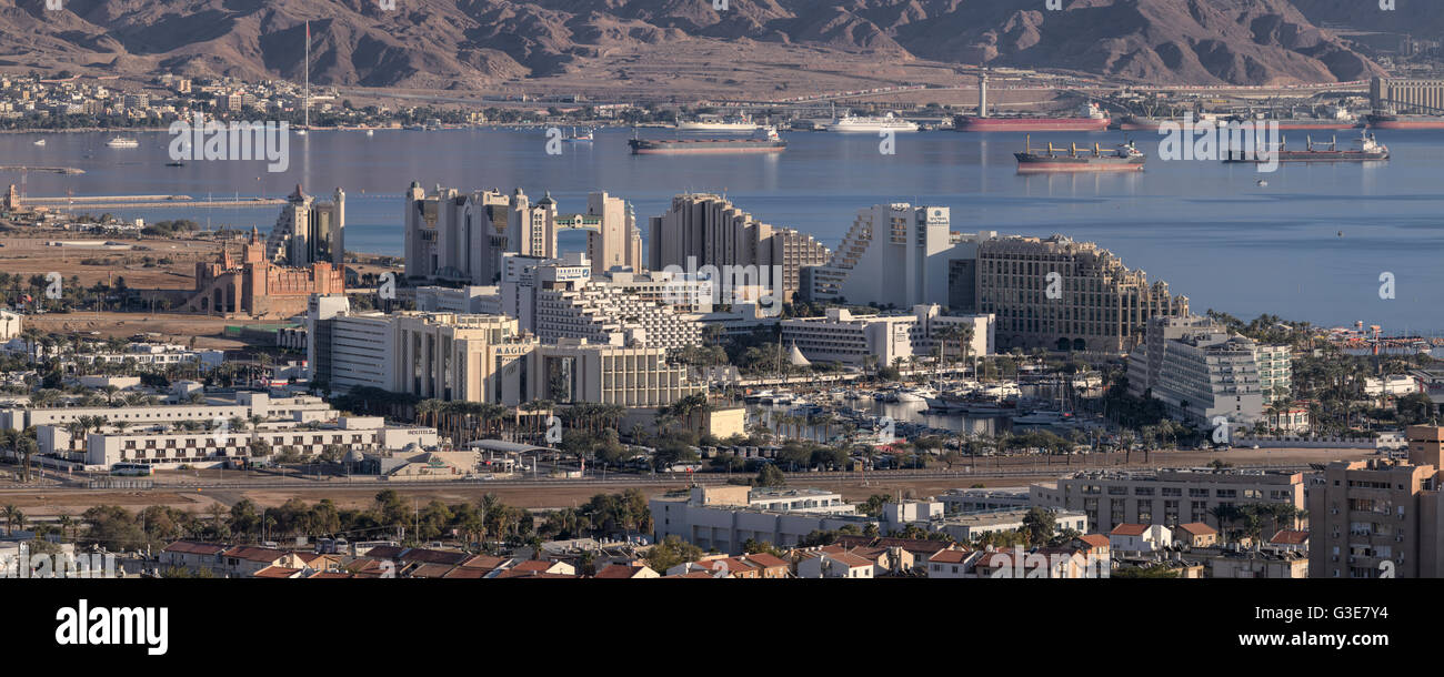 L'hôtel strip, Eilat, Israël Banque D'Images