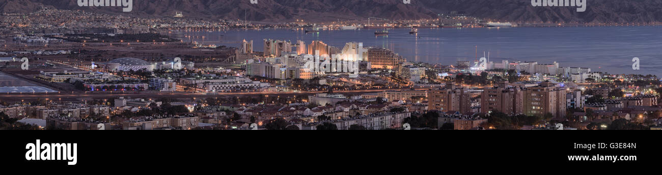Panorama du centre-ville d'Eilat et de la bande de l'hôtel, Israël Banque D'Images