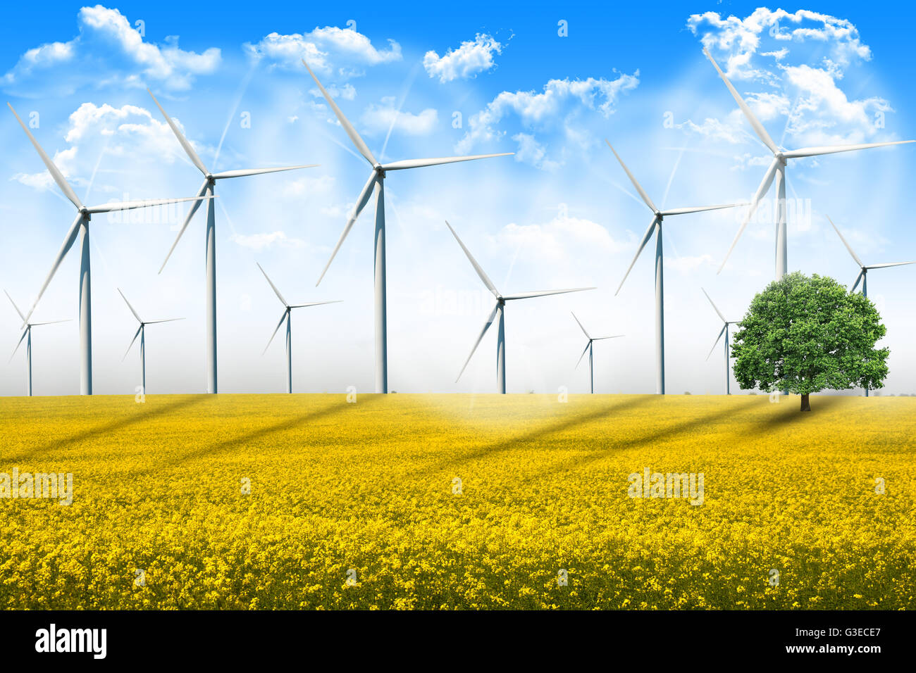 L'énergie éolienne paysage turbine Banque D'Images