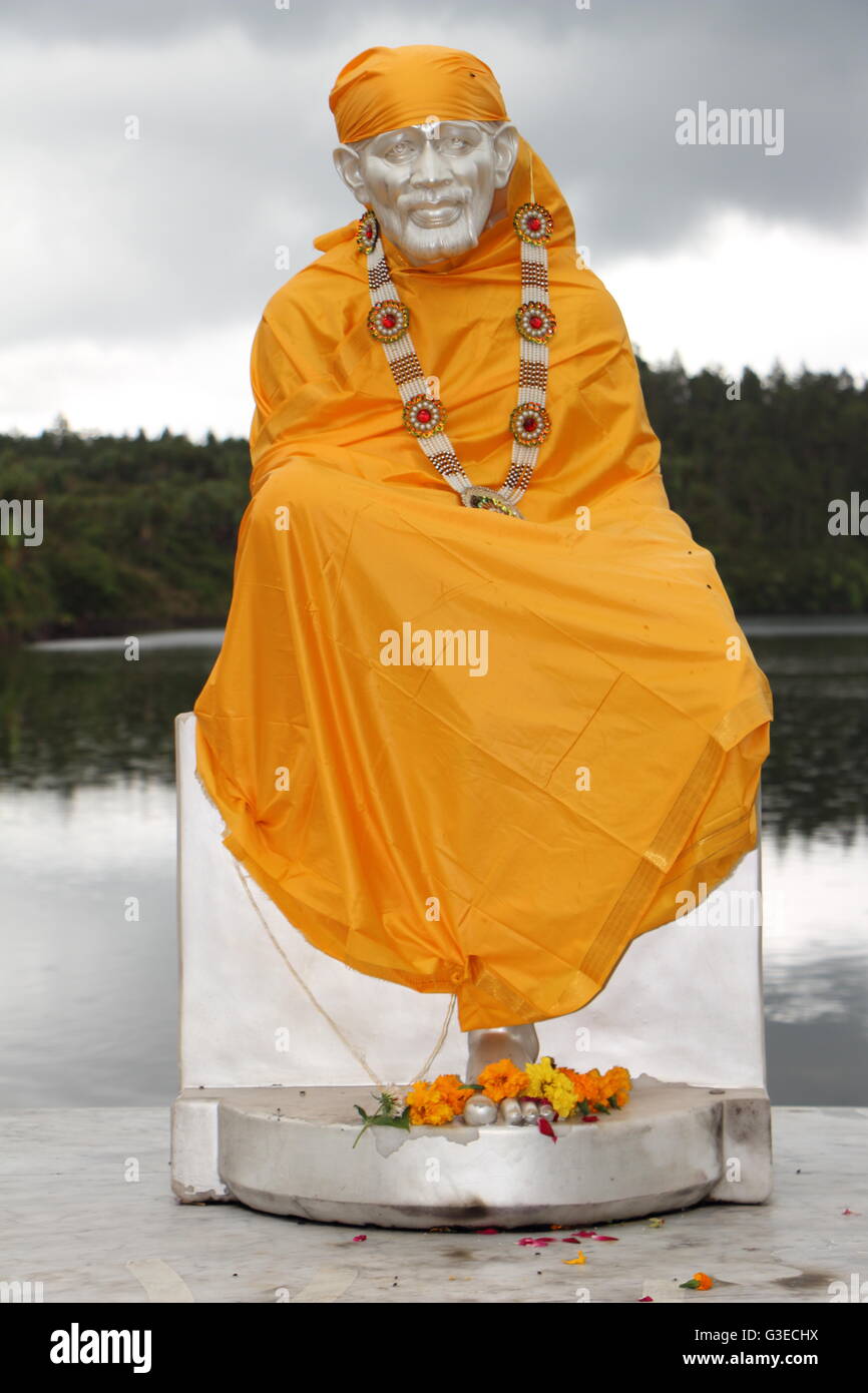 L'Ile Maurice, Grand Bassin, Ganga Talao temple statue de maître spirituel indien Shirdi Sai Baba Banque D'Images