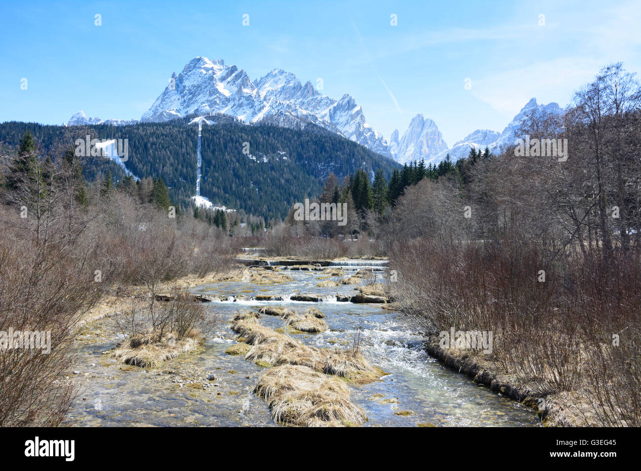 Sommet de la vallée Fischleintal, Einser, Italie, Bolzano (Südtirol), le Tyrol du Sud, l'Alto Adige, Naturpark Drei Zinnen, Tre Cime di Lavared Banque D'Images