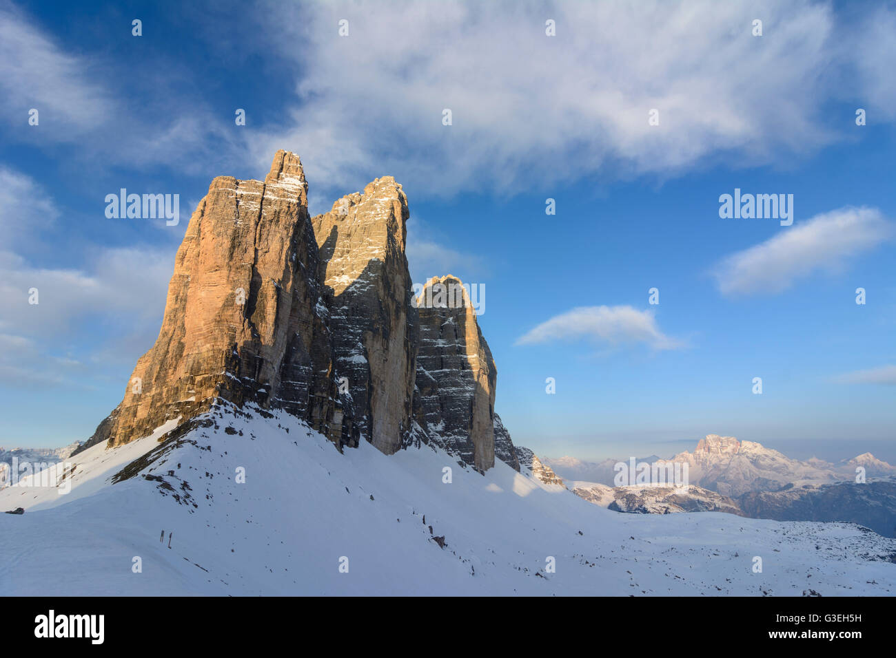 Drei Zinnen, Tre Cime, l'Italie, Bolzano (Südtirol), le Tyrol du Sud, l'Alto Adige, Naturpark Drei Zinnen, Tre Cime di Lavaredo, Dolomites, Banque D'Images
