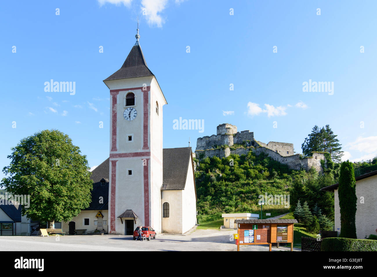 Hameau de Sigmund-thun Klamm, ruine du château Sigmund-thun Klamm, église paroissiale St . Martin, l'Autriche, Niederösterreich, Autriche, Wiener Alpen, Breitenst Banque D'Images Hameau de Sigmund-thun Klamm, ruine du château Sigmund-thun Klamm, église paroissiale St . Martin, l'Autriche, Niederösterreich, Autriche, Wiener Alpen, Breitenst Banque D'Images