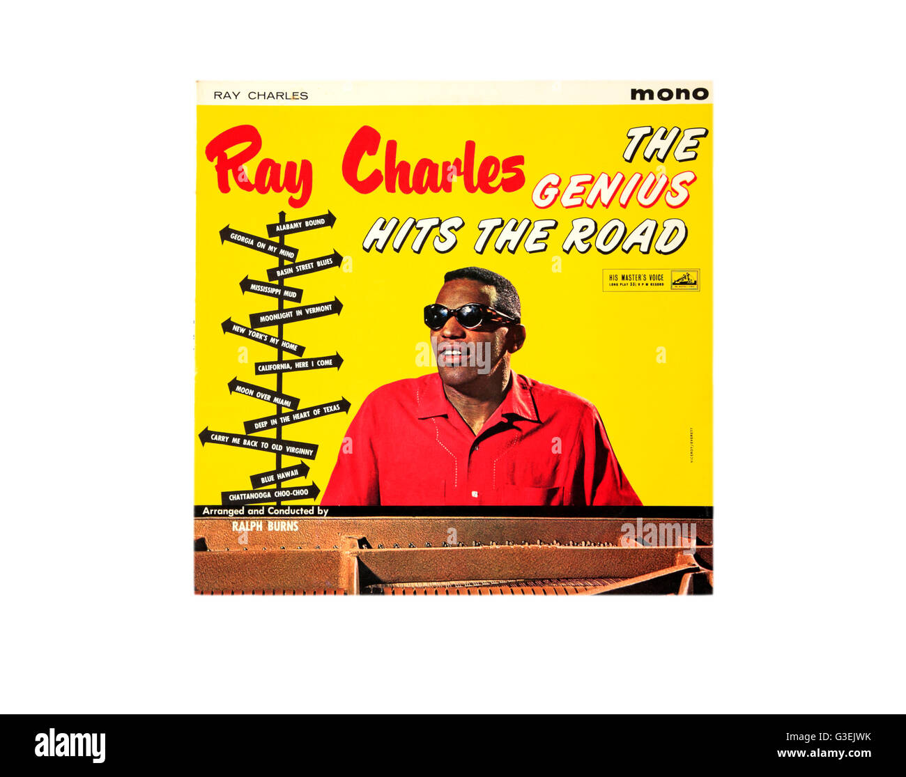 'Le génie prend la route' couverture de l'album de Ray Charles. Banque D'Images