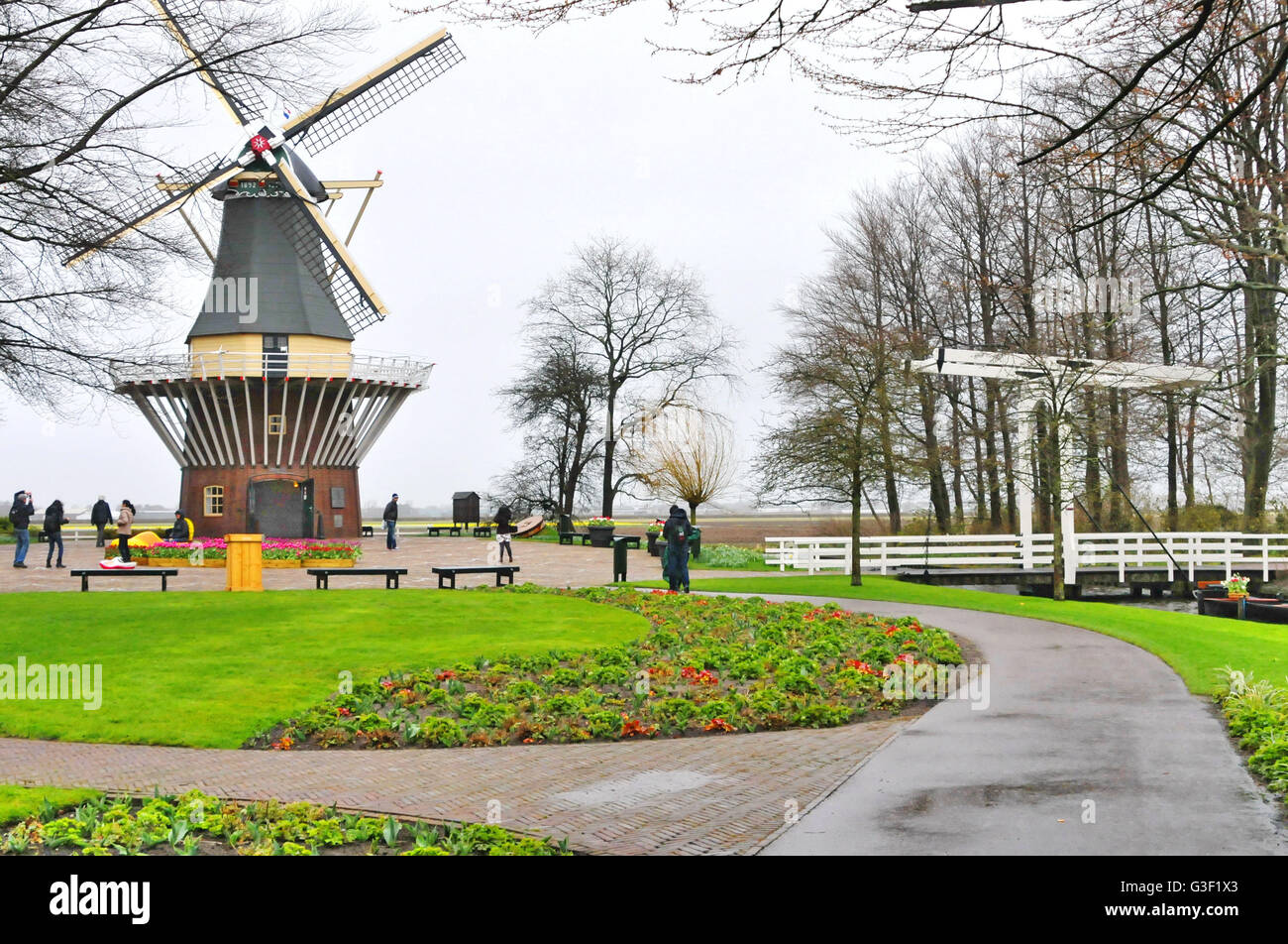 Holland, lisse, le Keukenhof moulin, moulin, moulin, Keukenhofmolen Banque D'Images