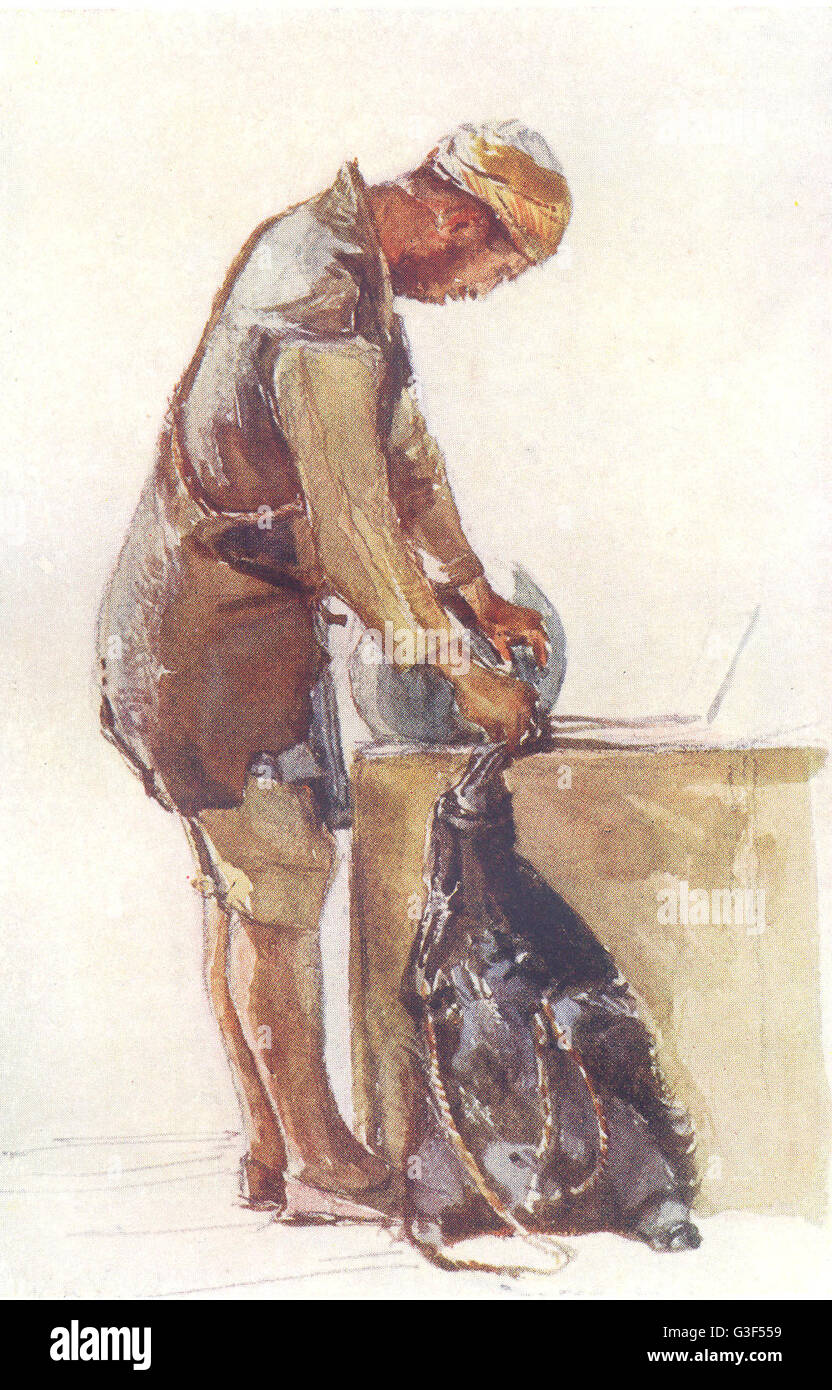 Jérusalem : la peau à l'eau de remplissage de l'opérateur, Jérusalem, antique print 1902 Banque D'Images