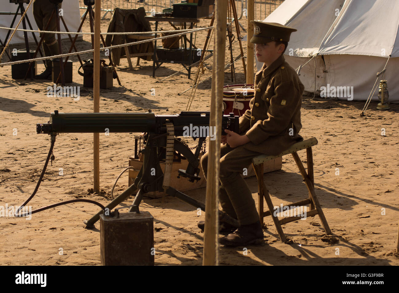 Canon maxim de mitrailleuse lourde Vickers 1 Guerre mondiale la grande guerre la somme ypres 1914-1918 l'attrition à l'arme lourde southport Banque D'Images