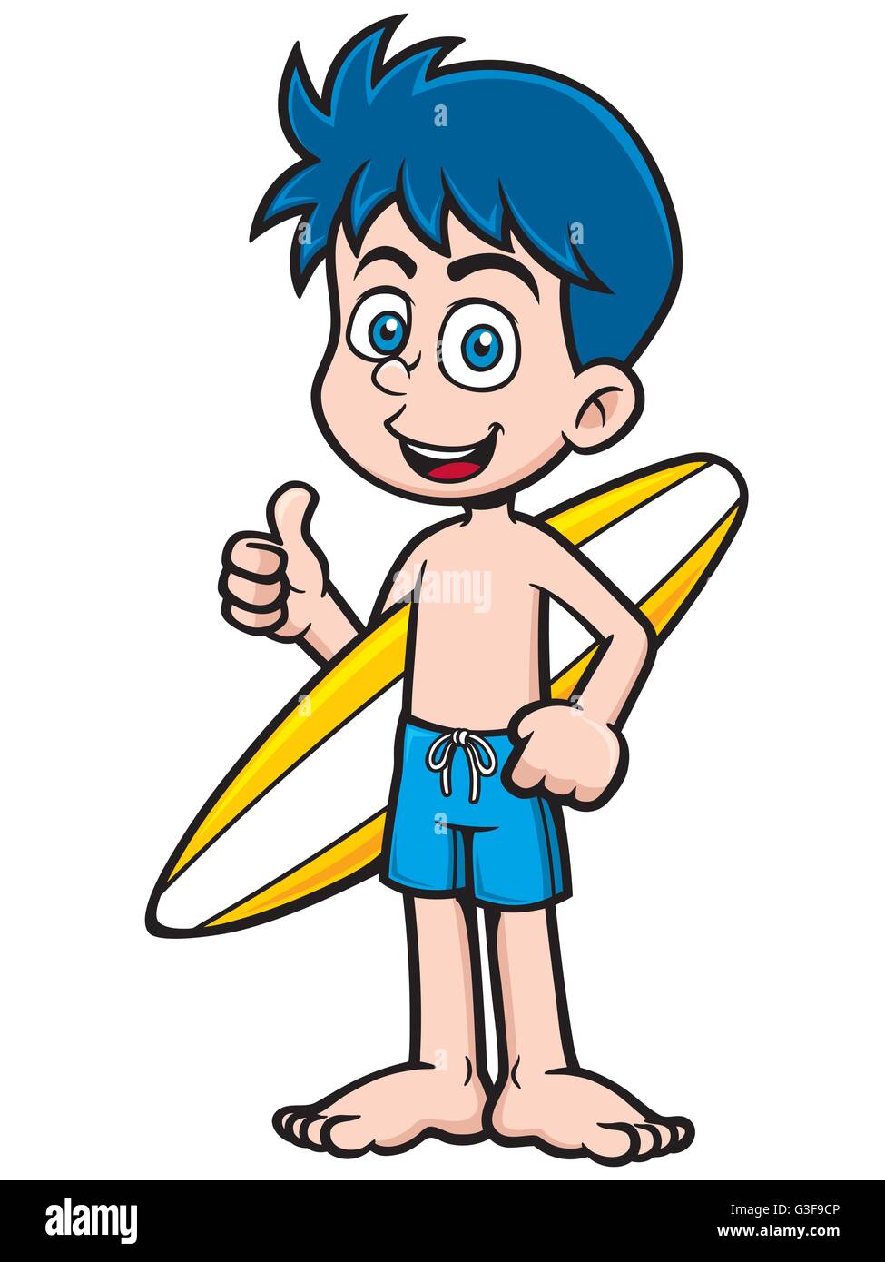 Vector illustration of Boy with surfboard surfeur Illustration de Vecteur