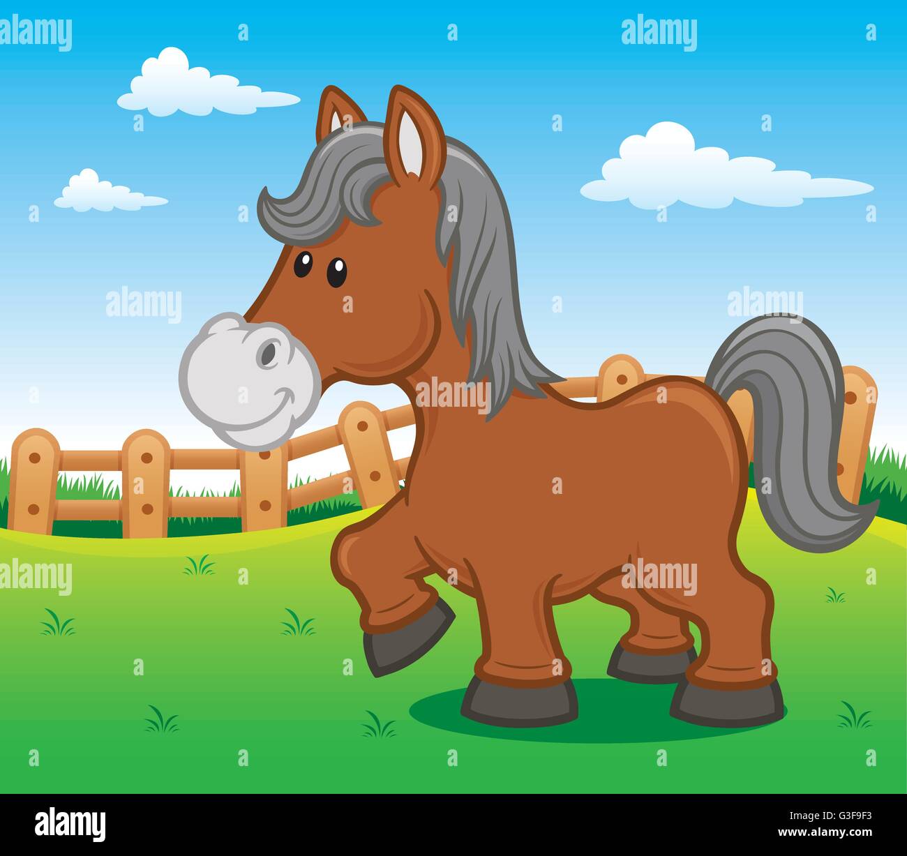 Vector illustration de cheval dans Farm Illustration de Vecteur