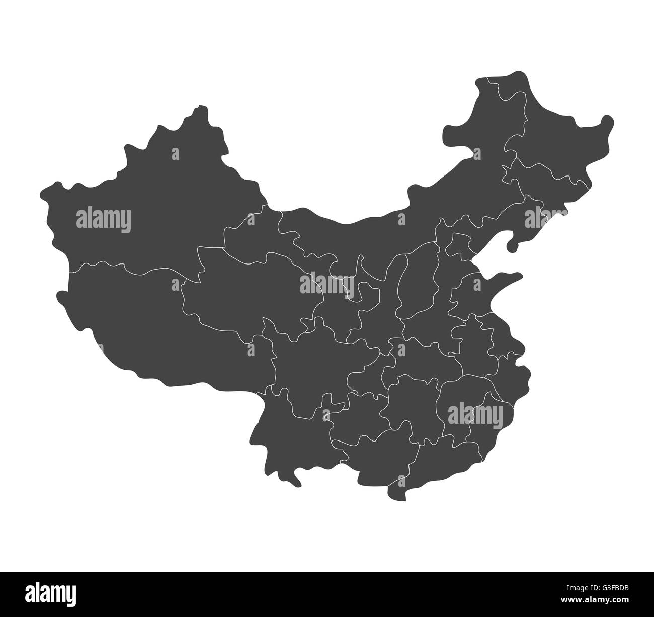 Carte de Chine avec les régions Banque D'Images